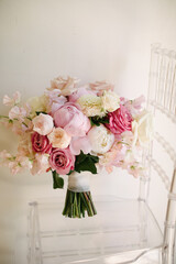 Romantic Bridal Bouquet with Pink and White Flowers