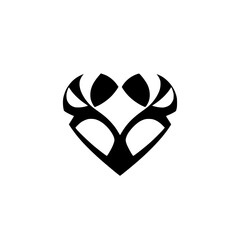 Abstract Heart Symbol: Black and White Geometric Design. Minimalist Vector Graphic, Perfect for Logo, Icon, or Decorative Element.