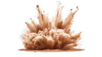 Brown dust exploding from the ground with transparent background