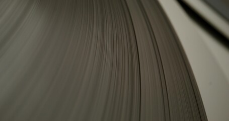 Sound recording on a tape recorder in a recording studio. Fast movement of the magnetic tape,...