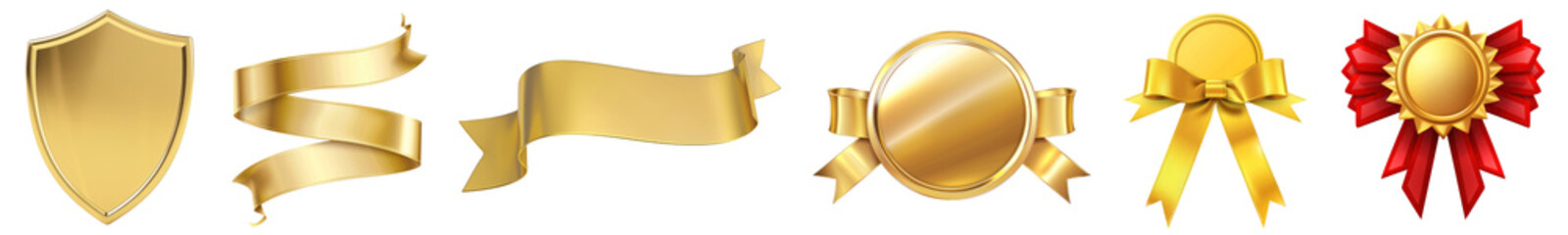 PNG Golden awards and ribbons collection, element set on transparent background