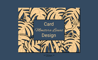 Card tropical exotic monstera leaves design
