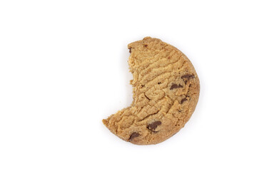 Chocolate Chip Cookies on white background. top view.