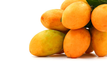 Sweet Yellow Marian Plum solated on white background