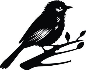Black and White Sparrow Vector Silhouette – Elegant Bird Design for Logos and Art