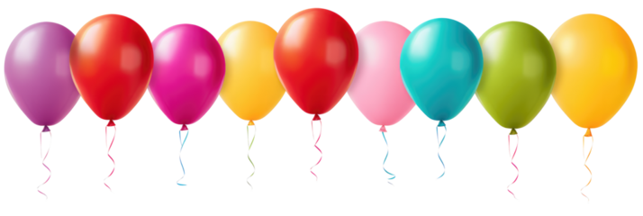 Collection set of colorful balloons on transparent background