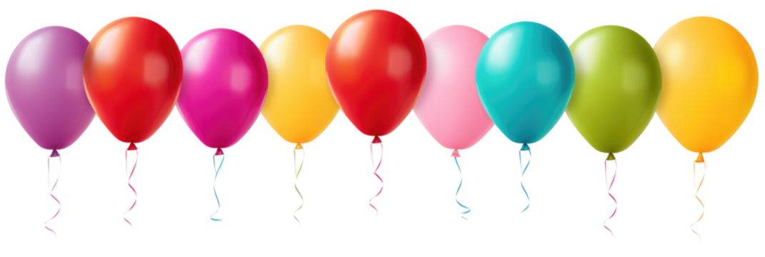 Collection set of colorful balloons on transparent background