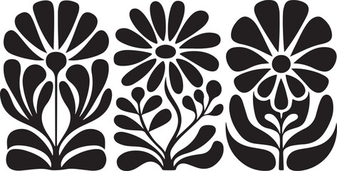 Matisse curves aestethic seamless flower patterns   Organic floral doodle shapes in trendy naive retro hippie 60s 70s style   Groovy abstract flower art   Floral doodle naive patterns   Trendy © Naimur creativehouse