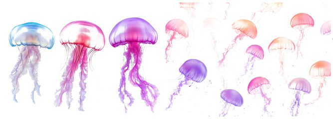 Watercolor Jelly Fish,  isolated on transparent background, high solution, Commercial use,