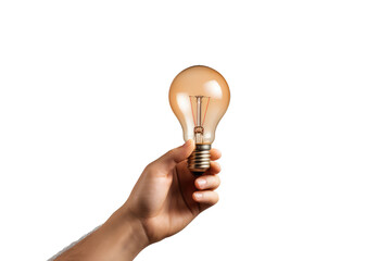  Hand holding a light bulb isolated on transparent background