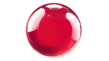 Shiny red sphere with transparent background representing purity and simplicity