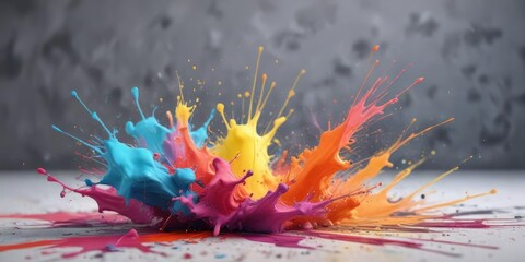 Soft focus of colorful paint splatters in a gradient effect on a smooth surface , abstract art, smooth surface