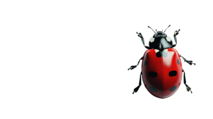 Realistic ladybug walking on transparent background, 3d render