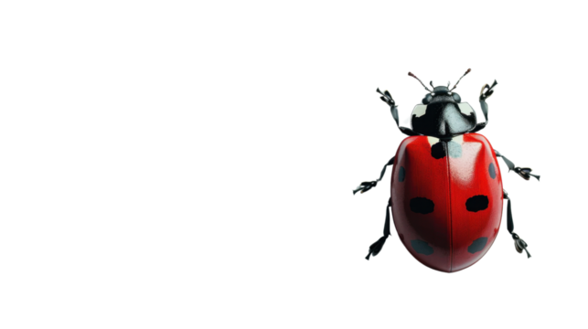 Realistic ladybug walking on transparent background, 3d render