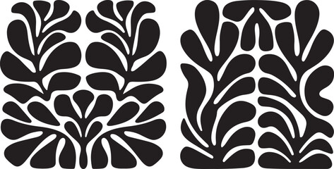 Matisse curves aestethic seamless flower patterns | Organic floral doodle shapes in trendy naive retro hippie 60s 70s style | Groovy abstract flower art | Floral doodle naive patterns | Trendy