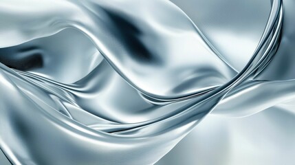 Obraz premium Elegant Silver Satin Fabric with Soft Waves and Fluid Motion