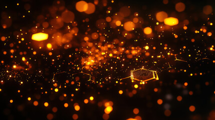 Obraz premium Abstract golden glitter creates a shimmering surface effect in a dark setting during a festive celebration