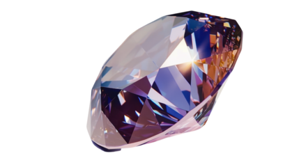 Large purple diamond shining on transparent background