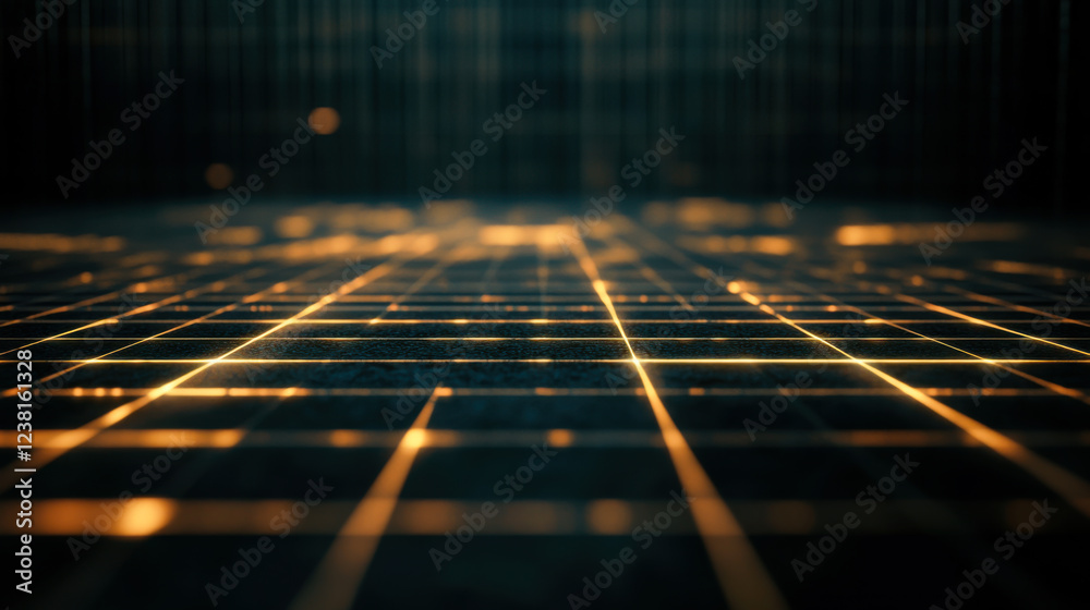 Aufkleber Digital grid with glowing points representing data flow in a futuristic environment
