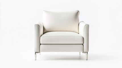 Elegant white armchair on a minimalist background, showcasing modern design and comfort