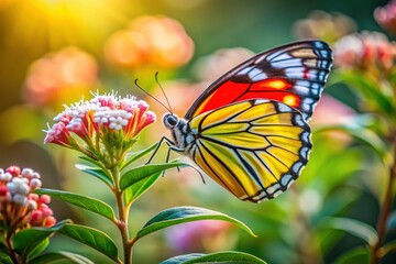 Obraz premium Vibrant Jezebel Butterfly Adorns Tropical Flower in Stunning Natural Scene