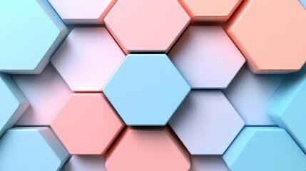 Colorful hexagonal shapes create a modern and abstract background, ideal for tech, design, or educational themes, It can be used in websites, presentations, or marketing materials,