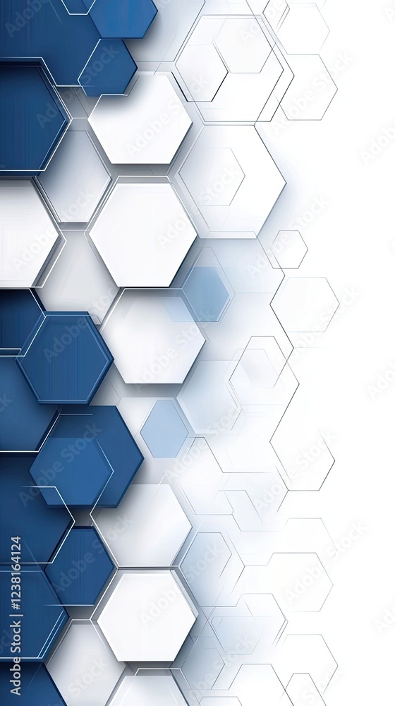 Poster light blue hexagon pattern on a white background creating a modern design suited for health and tech