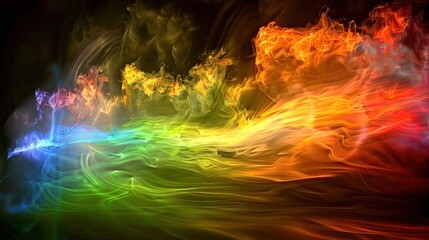 Fototapeta premium Abstract Fiery Rainbow Swirls: A Digital Masterpiece