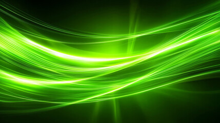 Obraz premium Abstract Green Light Streaks: Dynamic, glowing curves in vibrant green.