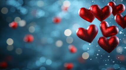 Obraz premium Romantic celebration of red hearts in a happy valentine's theme festive background visual art joyful mood