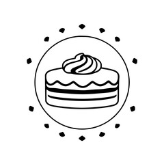 A delectable slice of layered cake, adorned with creamy swirls, perfect for birthdays, anniversaries, or any special occasion. This image evokes feelings of joy and celebration.