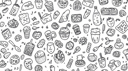 Charming Hand-Drawn Food Doodles for Creative Projects and Designs