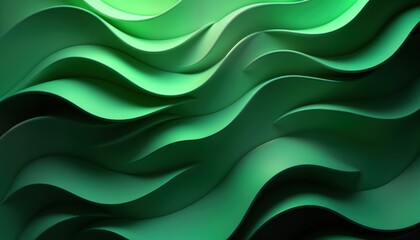 Obraz premium Abstract illustration shows smooth, decorative curves in shades of green. Organic flowing forms create sense of movement, dynamism suitable for luxury designs. Image evokes feeling of freshness,