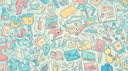 Colorful Hand-Drawn Doodles of Everyday Objects and Items