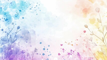 Soft Watercolor Background with Delicate Floral Elements