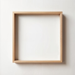 Fototapeta premium frame mockup on wall, 2cmm thick, 20x20 cm size, light ash wood, transparent background
