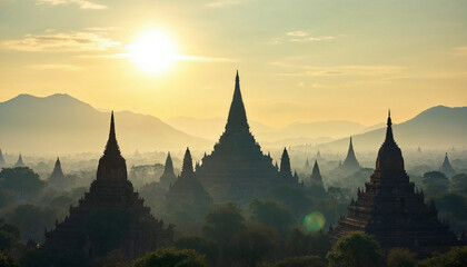 pagoda at sunset