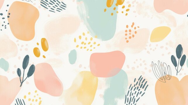 Abstract Colorful Background with Soft Shapes and Natural Elements