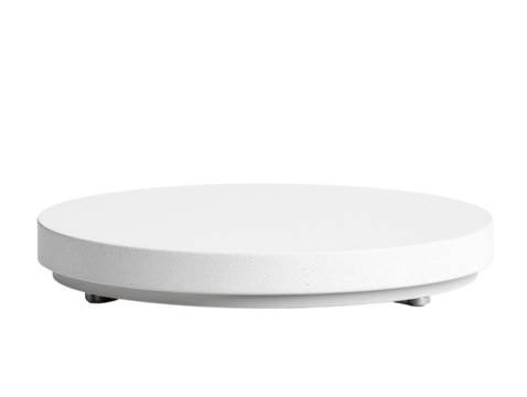 Rotating white display stand with transparent background for product studio minimalist design