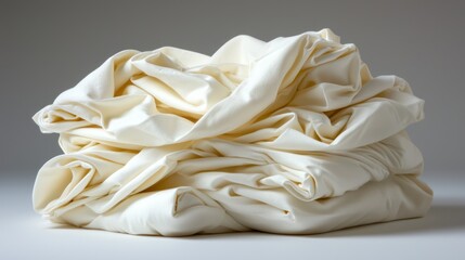 A crumpled pile of soft, cream-colored fabric, suggesting comfort and relaxation.