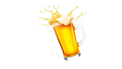 Beer Splash Dynamic White Background Promotional