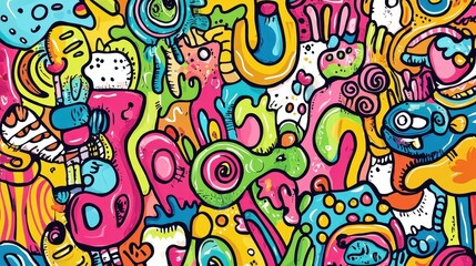 Fototapeta premium Colorful Abstract Art with Whimsical Patterns and Vibrant Shapes