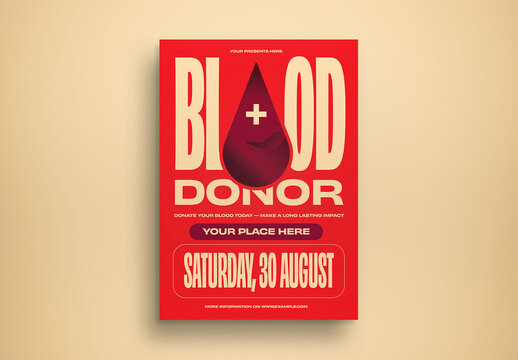 Red Bold Minimalism Blood Donor Flyer Layout