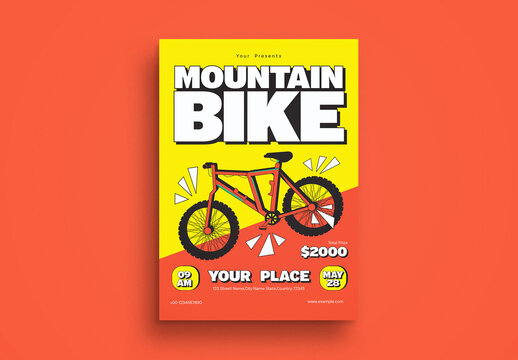 Yellow Bold Minimalism Mountain Bike Flyer Layout