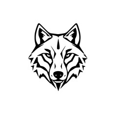 Geometric Wolf Head: Abstract Animal Portrait, Vector Graphic Design, Black and White Wildlife Illustration, Canine Logo Symbol