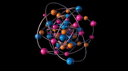 3D simulation of electron orbitals in an atom, showing the regions where electrons are likely to be found.