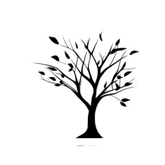 Obraz premium Black and White Tree Silhouette: Minimalist Nature Illustration