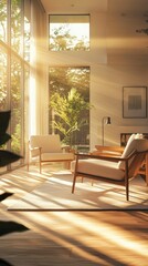 Bright and Cozy Living Room with Natural Light and Indoor Plants