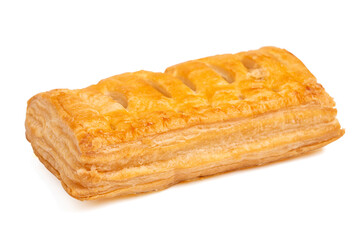 Pineapple filled pie stick on white background.