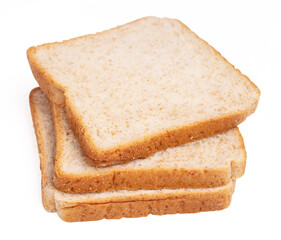 Top view delicious whole wheat bread isolated on white background.